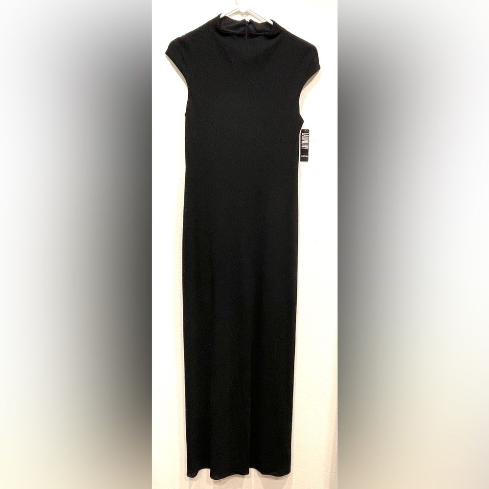 NWT Vintage LAUNDRY by Shelli Segal Black Floor Length Short Sleeve Maxi Dress